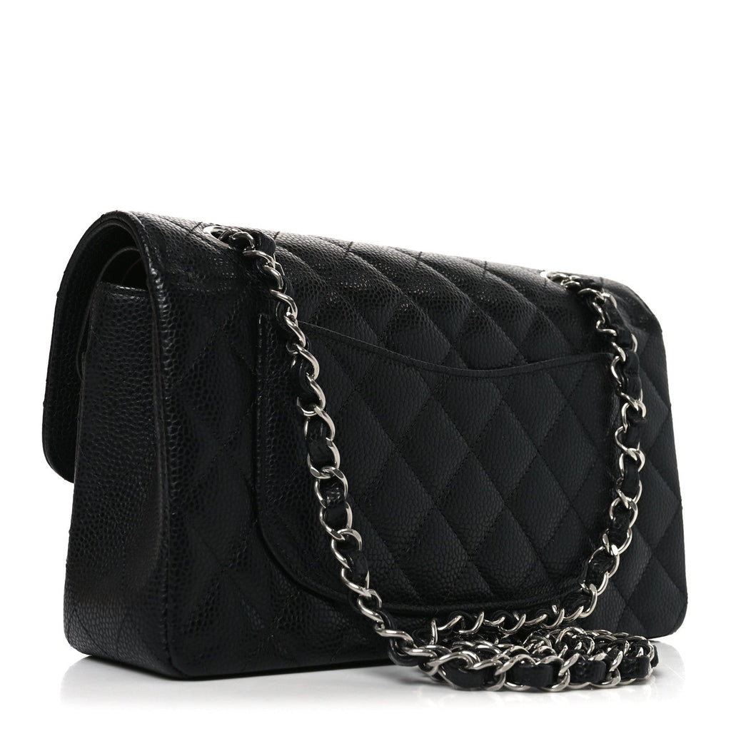 Caviar Quilted Small Double Flap Black