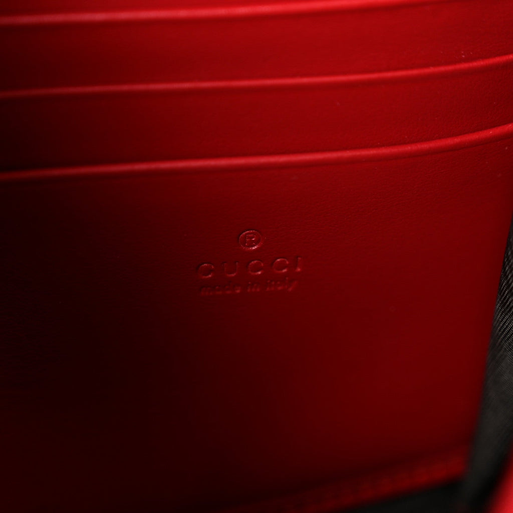 Calfskin Matelasse GG Marmont Chain Wallet Hibiscus Red