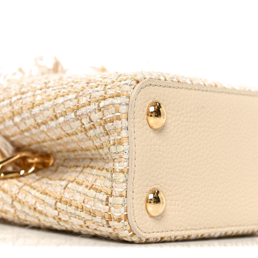 Tweed Taurillon Capucines BB Beige