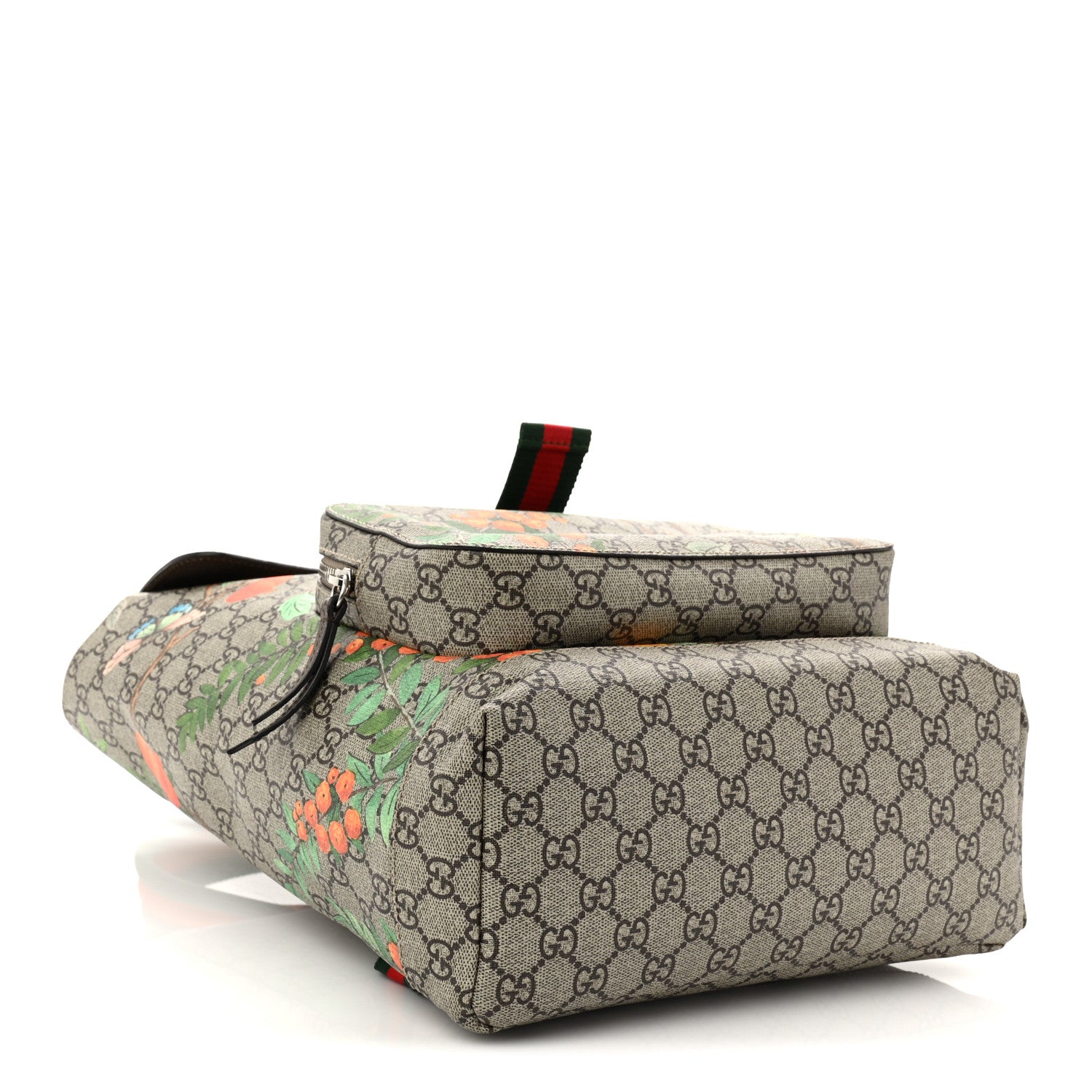 GG Supreme Monogram Tian Web Single Buckle Backpack Beige Multicolor New Acero