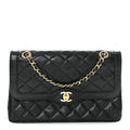 Lambskin Quilted Medium Double Flap Bag Black