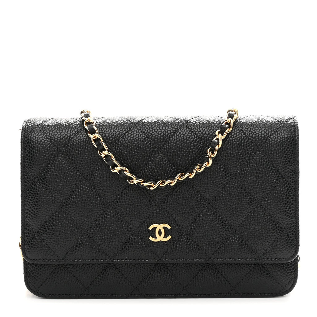 Caviar Quilted Wallet On Chain WOC Black