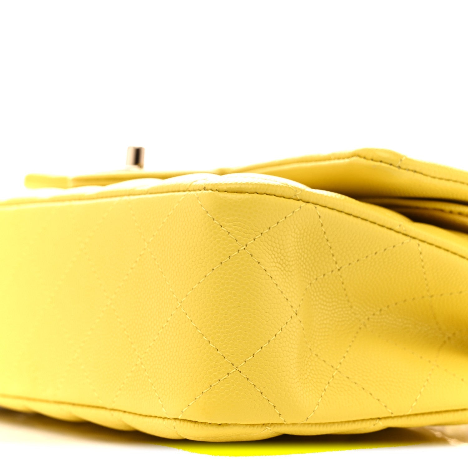 Caviar Quilted Medium Double Flap Yellow