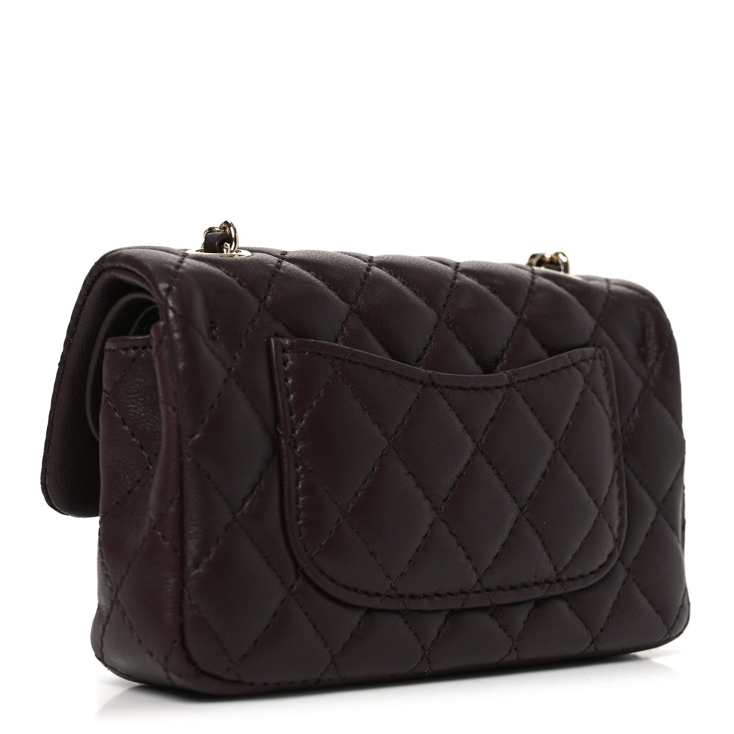 Lambskin Quilted Mini Double Flap With Hook Dark Brown