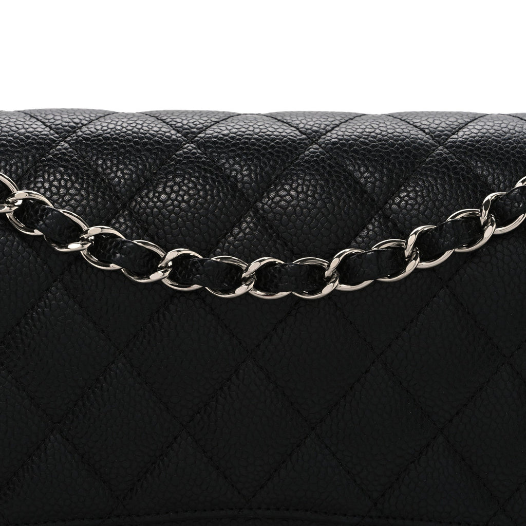Caviar Quilted Medium Double Flap Black