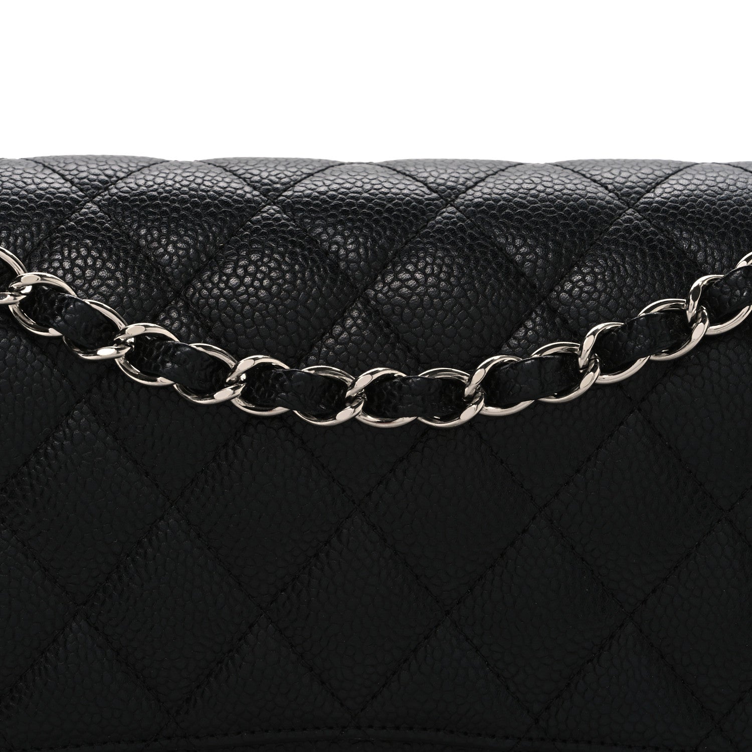Caviar Quilted Medium Double Flap Black