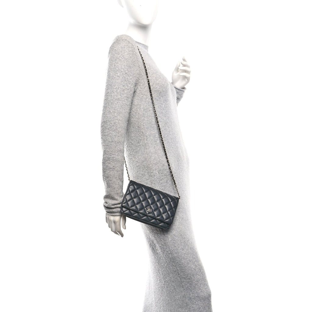 Lambskin Quilted Wallet On Chain WOC Black
