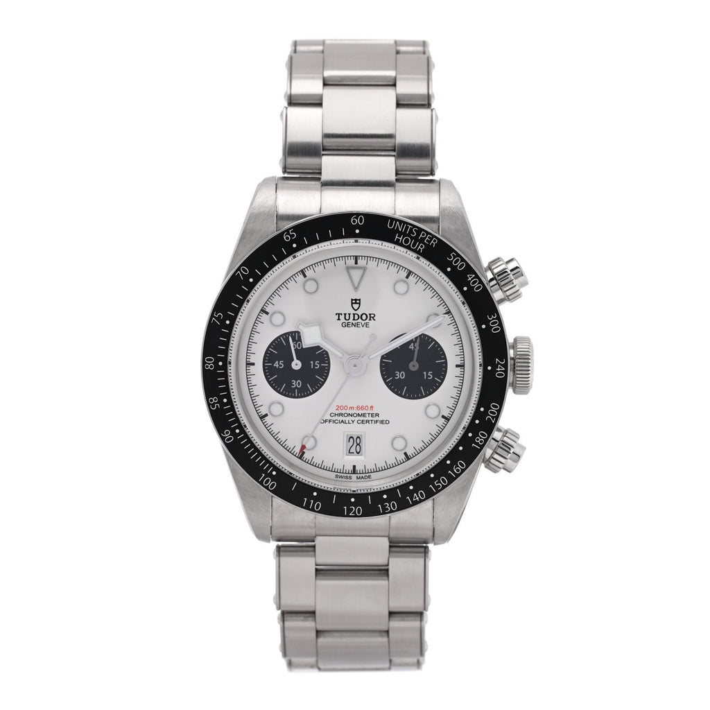Stainless Steel 41mm Black Bay Chronograph Panda Automatic Watch White 79360N