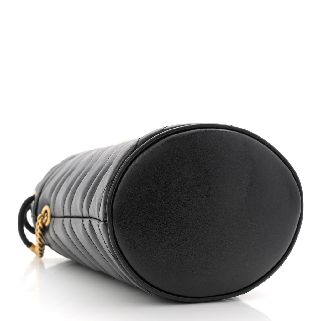 Calfskin Matelasse Mini GG Marmont 2.0 Bucket Bag Black