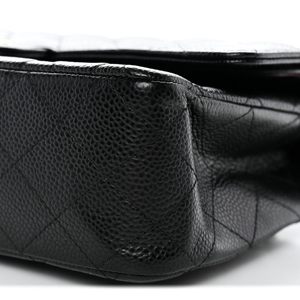 Caviar Quilted Medium Double Flap Black