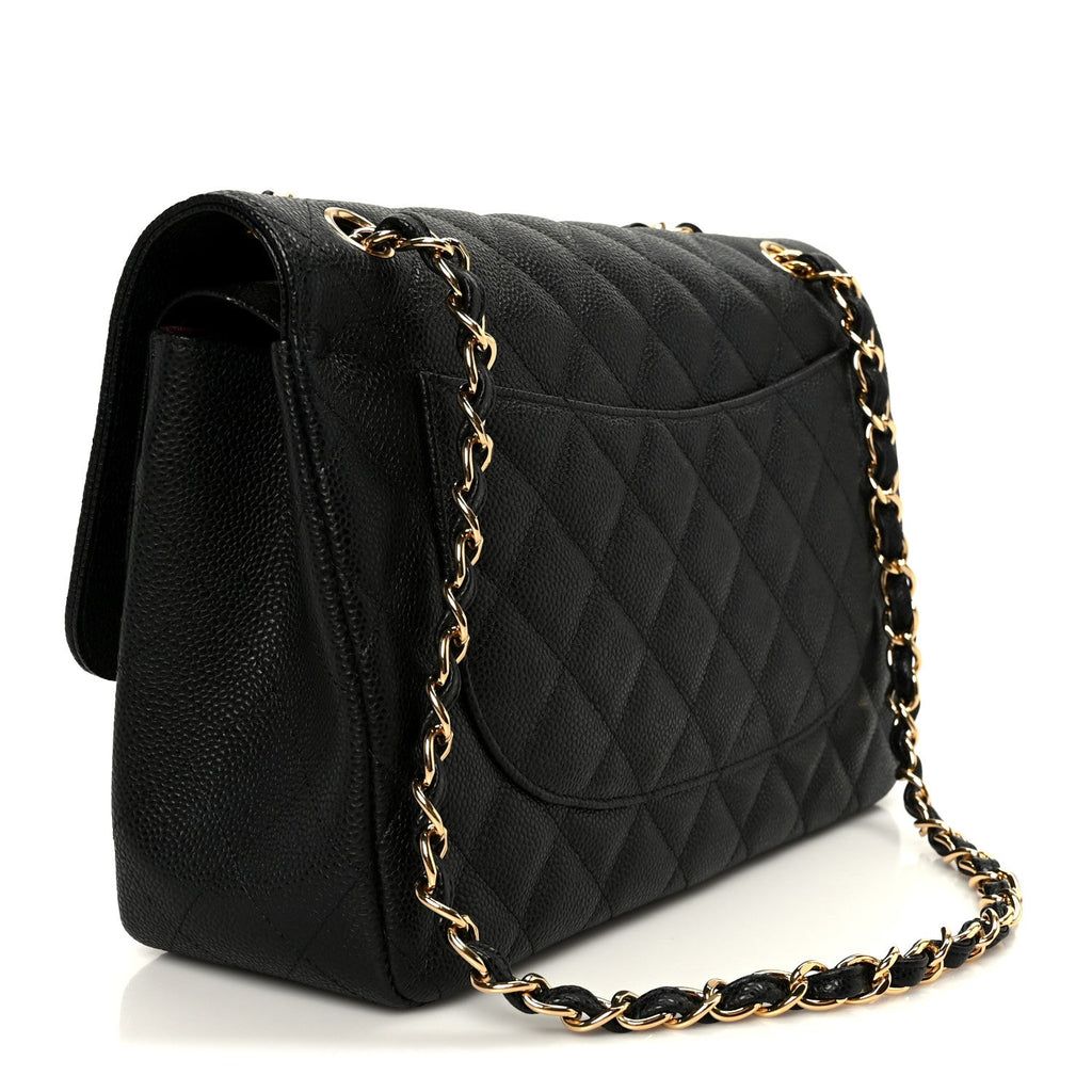 Caviar Quilted Jumbo Double Flap Black