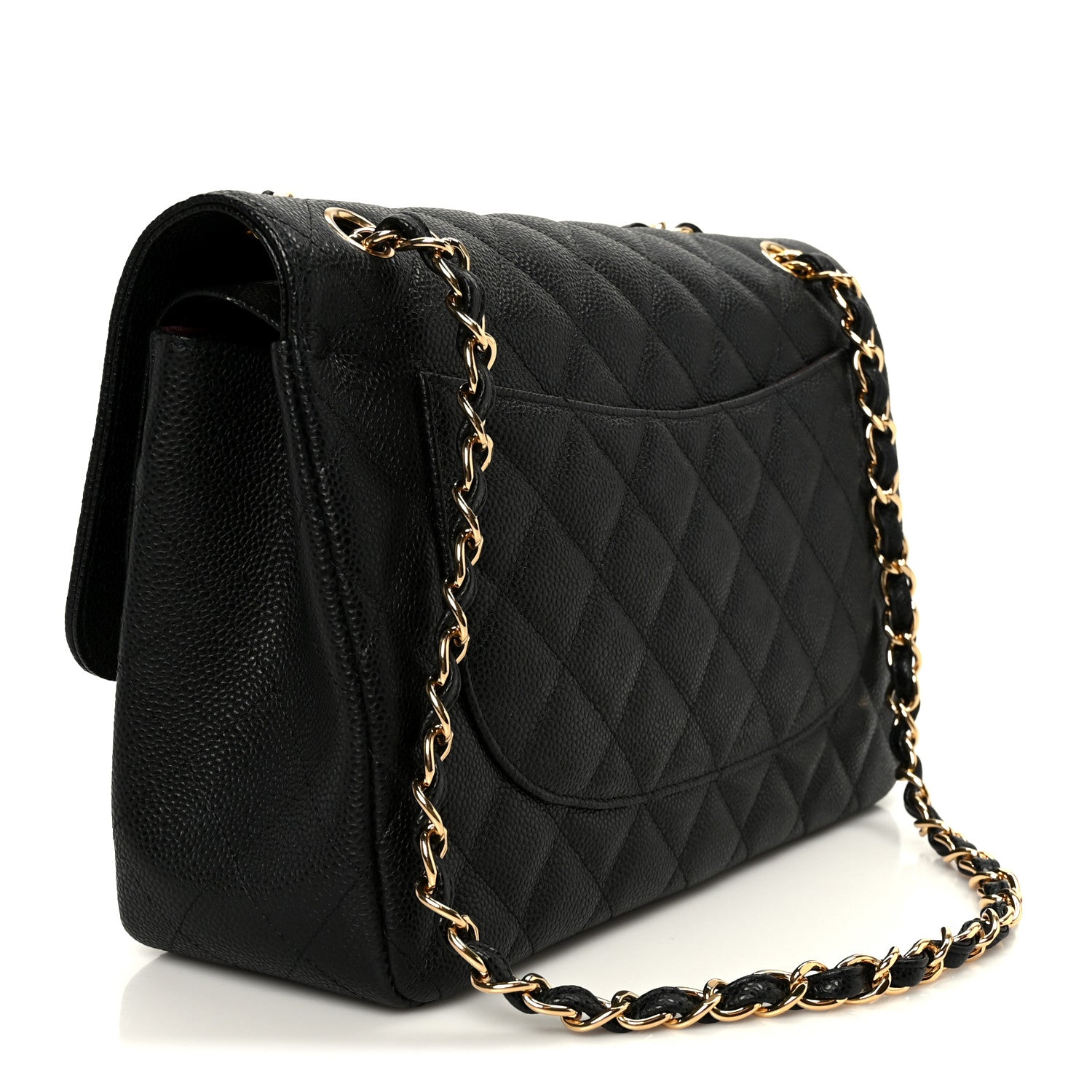 Caviar Quilted Jumbo Double Flap Black