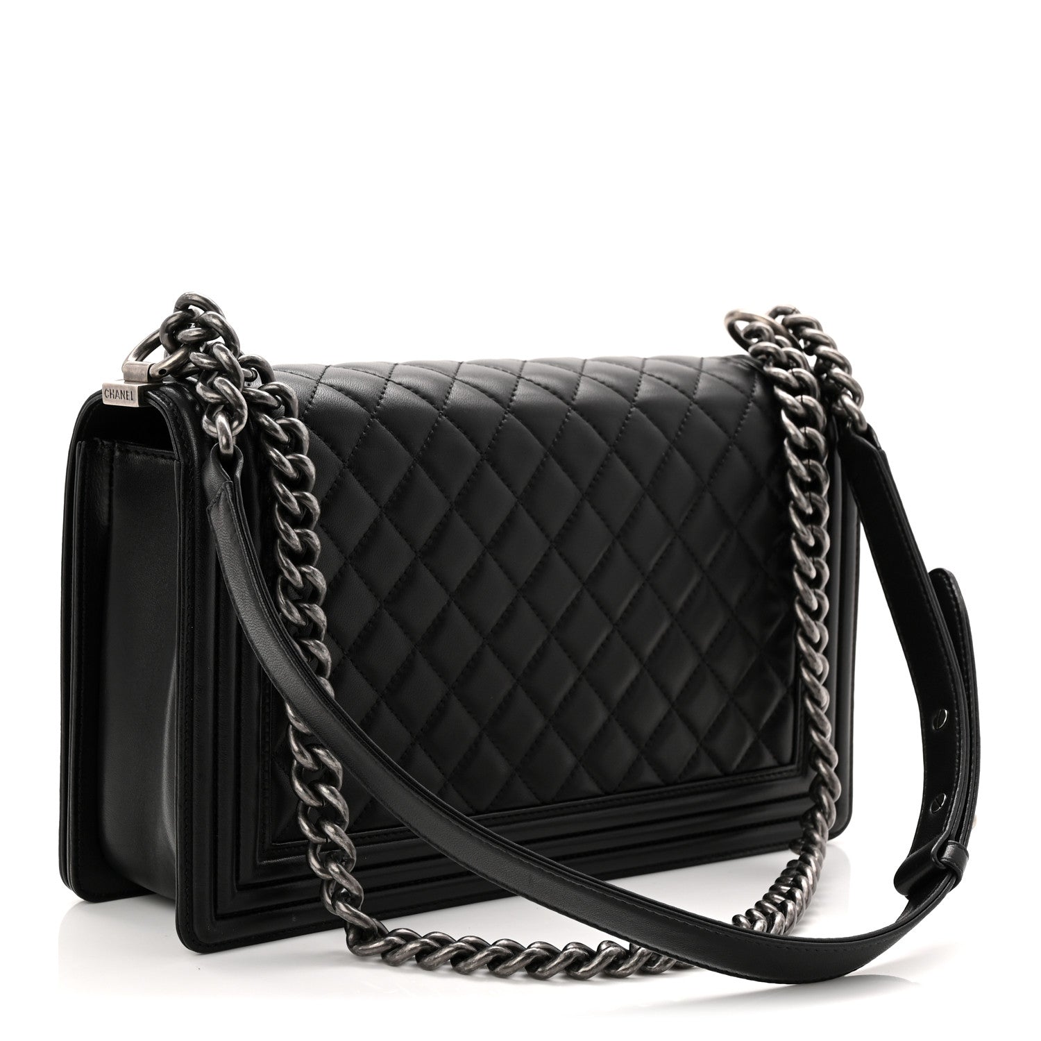 Lambskin Quilted New Medium Boy Flap Black
