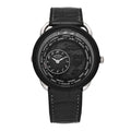 Platinum Titanium Alligator 43mm Arceau Le Temps Voyageur Automatic Watch Noir