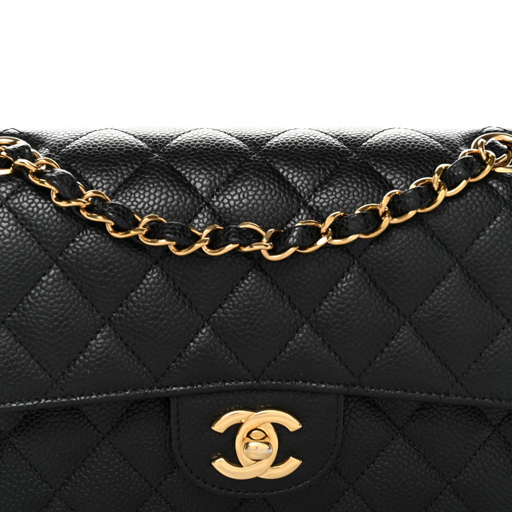 Caviar Quilted Small Double Flap Black