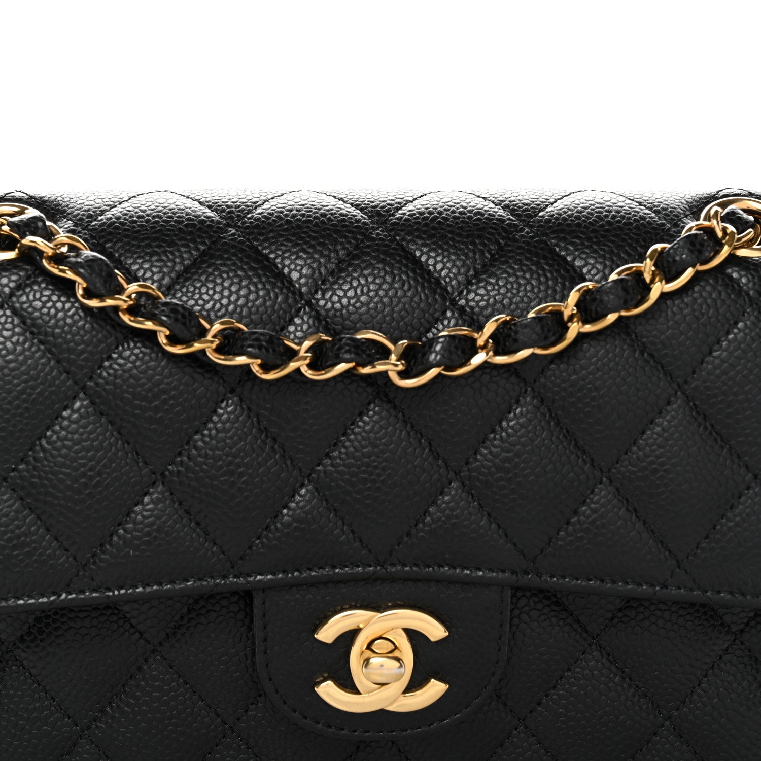 Caviar Quilted Small Double Flap Black