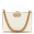 Patent Calfskin Boy Minaudiere White