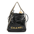 Shiny Calfskin Quilted Mini Chanel 22 Black