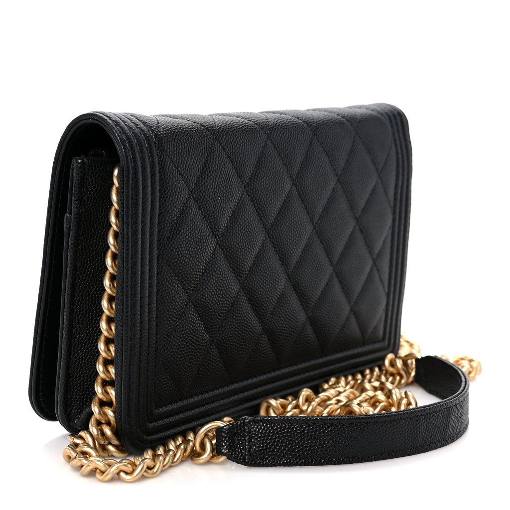 Caviar Quilted Boy Wallet On Chain WOC Black