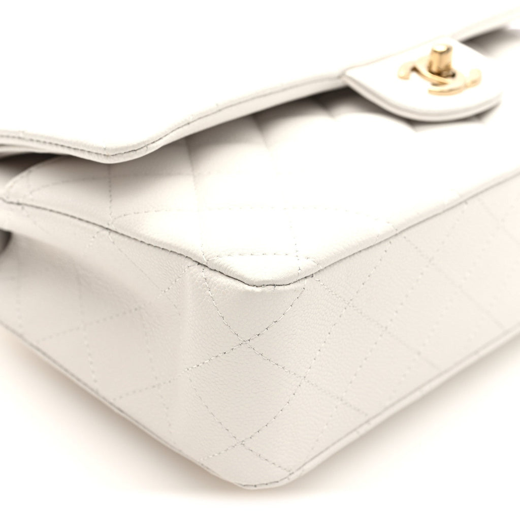 Caviar Quilted Medium Double Flap White