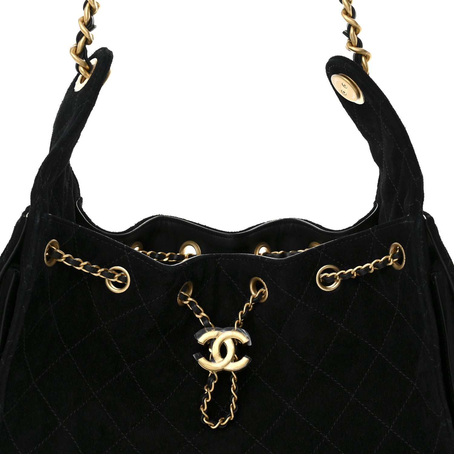 Suede Quilted Small Chanel 25 Handbag Black