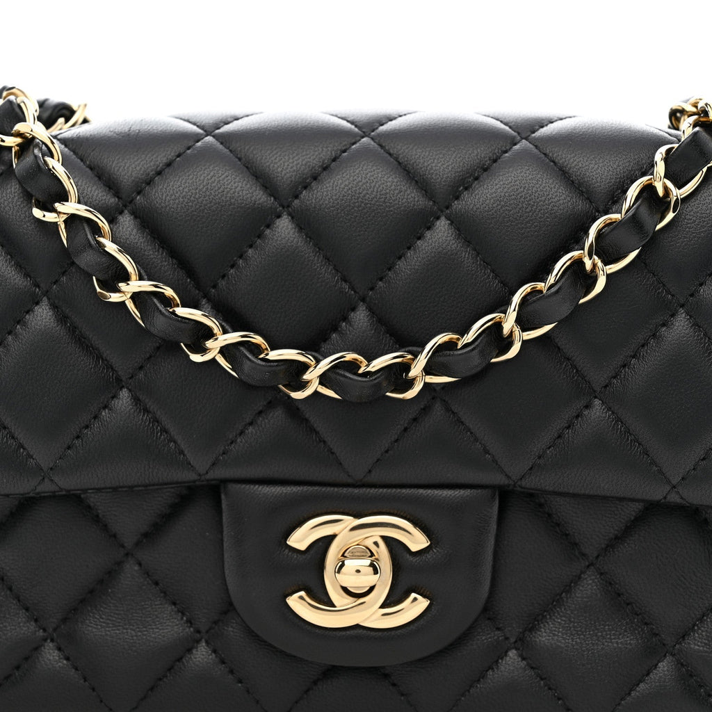 Lambskin Quilted Mini Rectangular Flap Black
