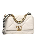 Goatskin Quilted Medium Chanel 19 Flap White