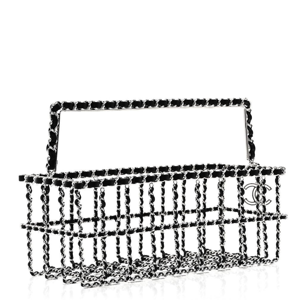 Brass Calfskin Grocery By Chanel Minaudiere Shopping Basket Silver