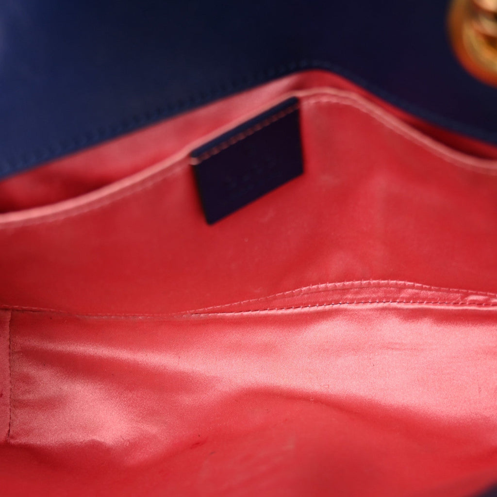 Velvet Matelasse Mini GG Marmont Shoulder Bag Cobalt Blue