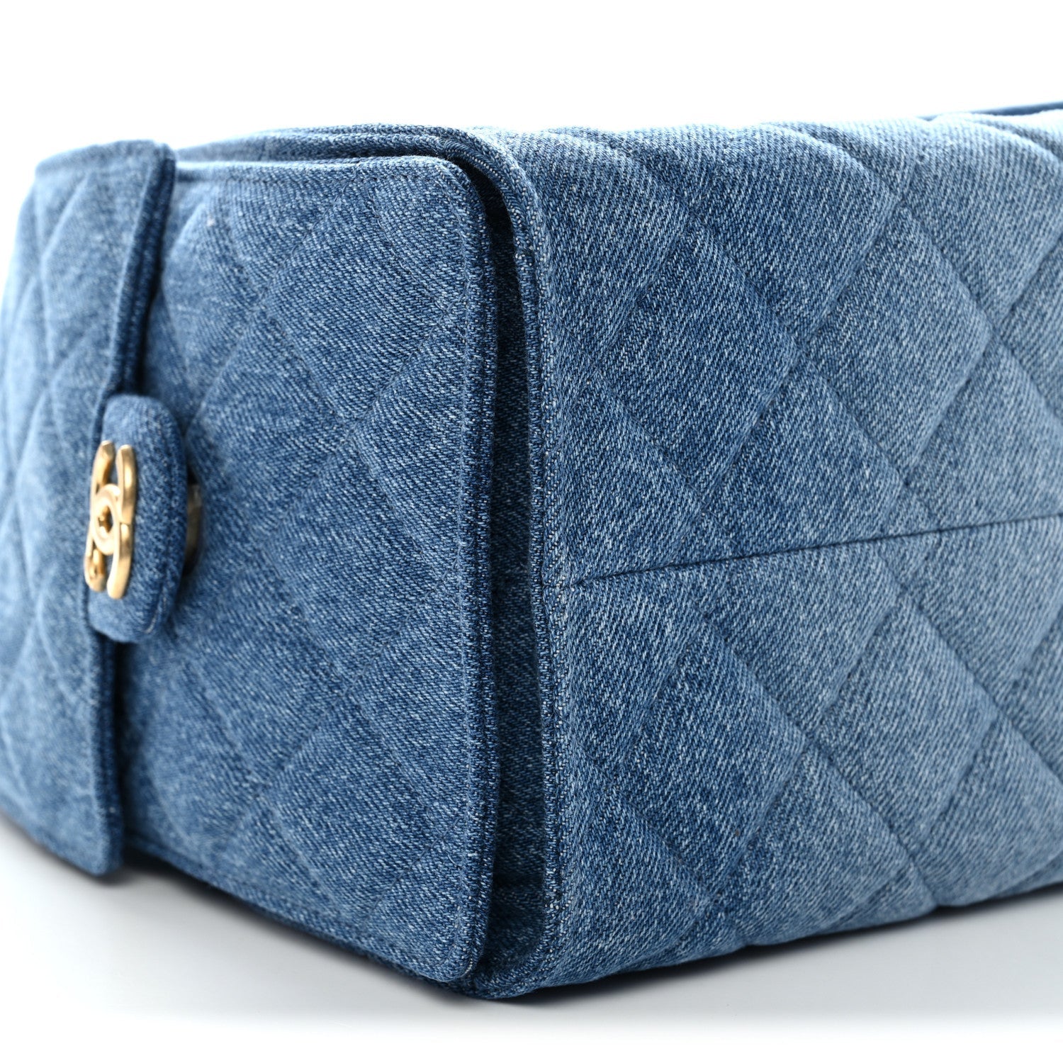 Washed Denim Quilted Small Chanel 25 Handbag Blue