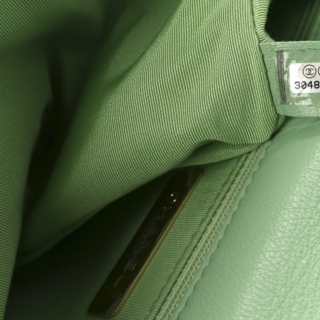 Goatskin Quilted Medium Chanel 19 Flap Light Green