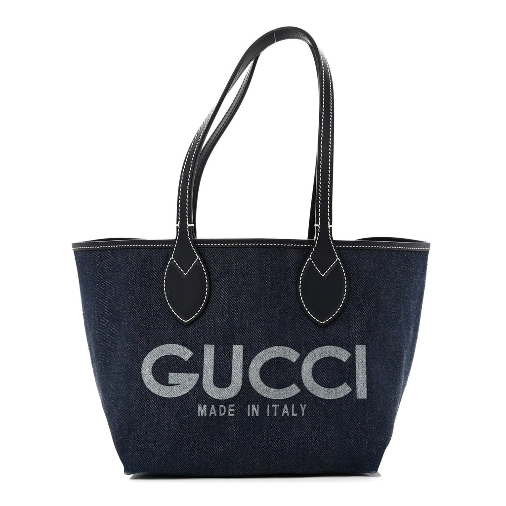 GG Supreme Monogram Denim Small Totissima Reversible Tote Beige Blue