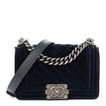 Velvet Quilted Small Boy Flap Blue