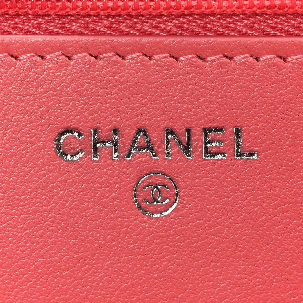 Lambskin Quilted Wallet On Chain WOC Pink