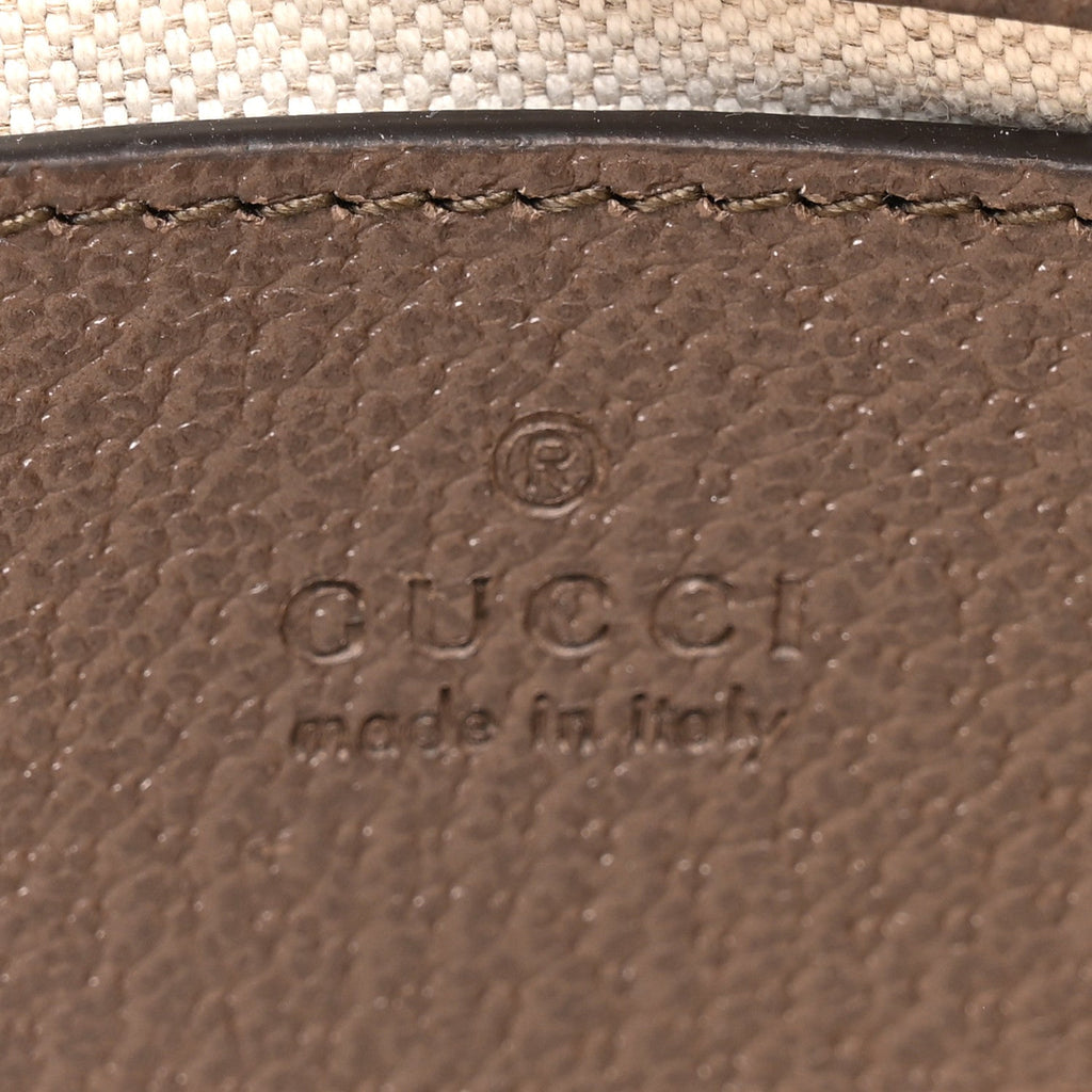 GG Supreme Monogram Textured Dollar Calfskin Web Small Ophidia GG Handbag Beige Ebony New Acero