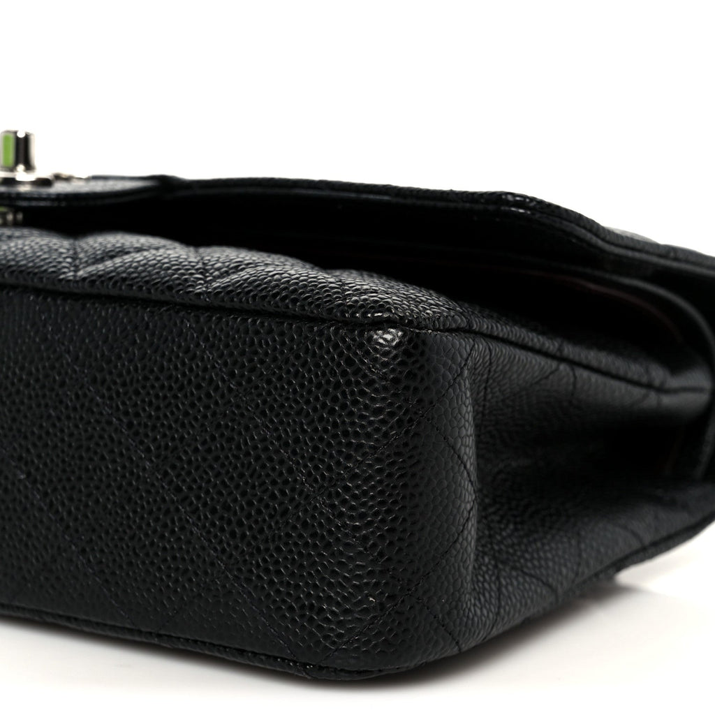Caviar Quilted Medium Double Flap Black