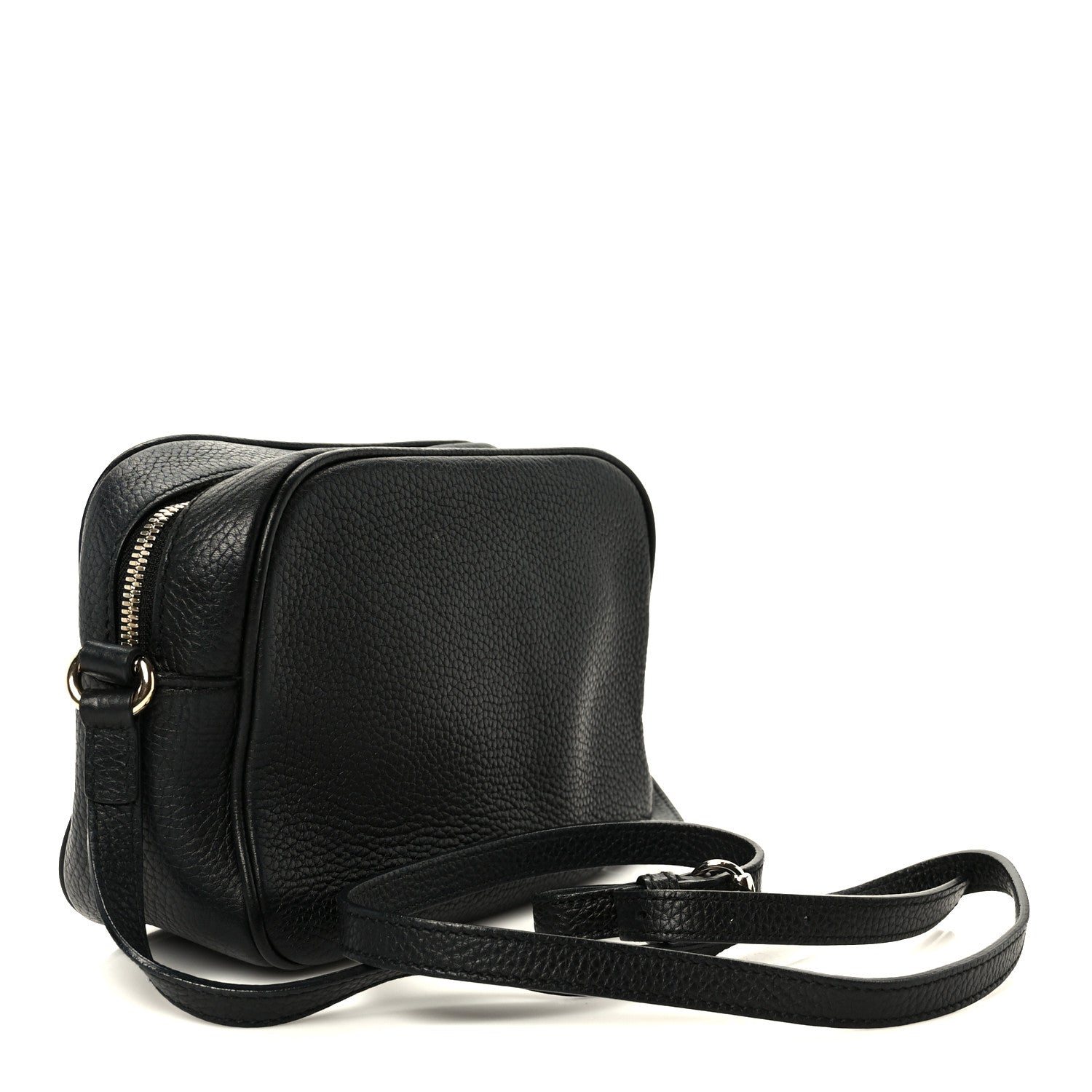 Pebbled Calfskin Small Soho Disco Bag Black