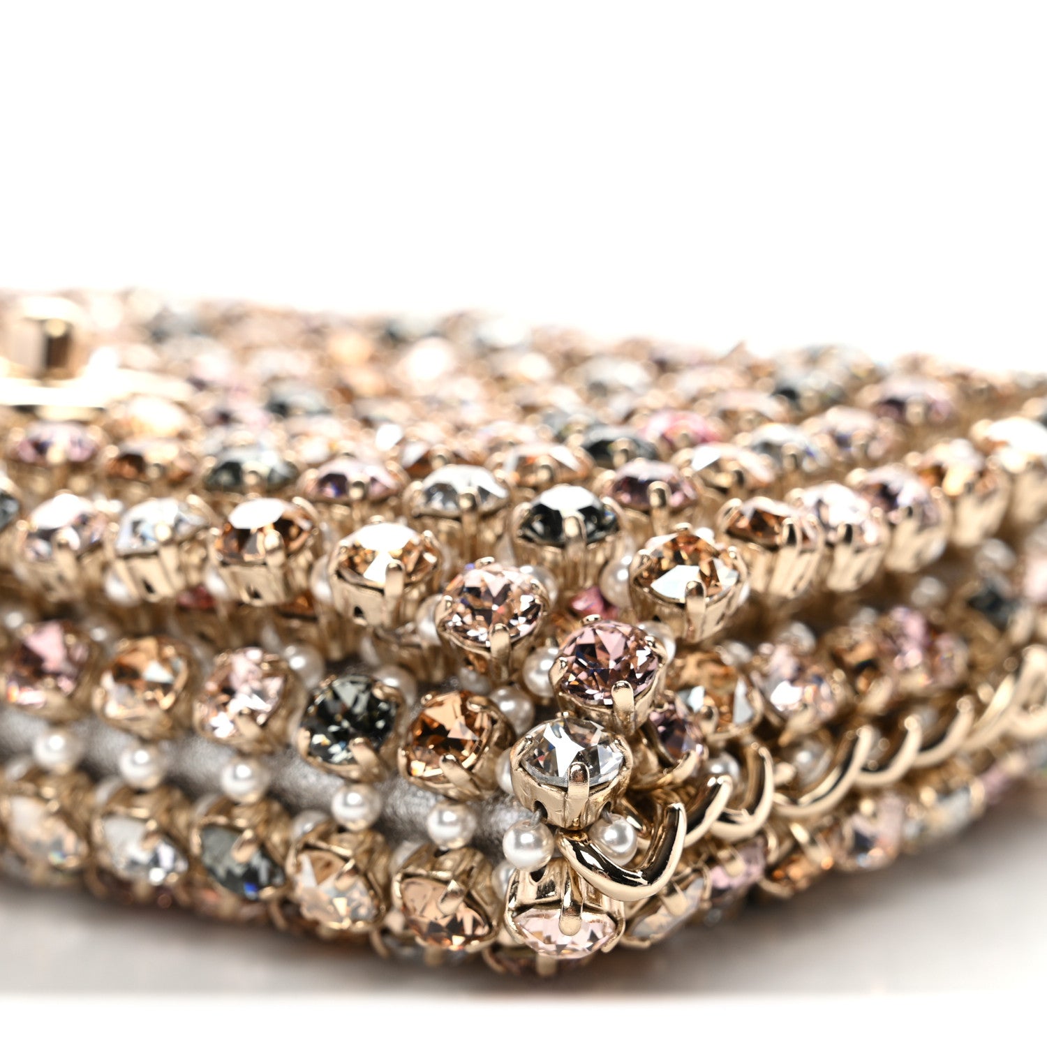 Metal Pearl Minaudiere CC Mini Evening Bag Multicolor