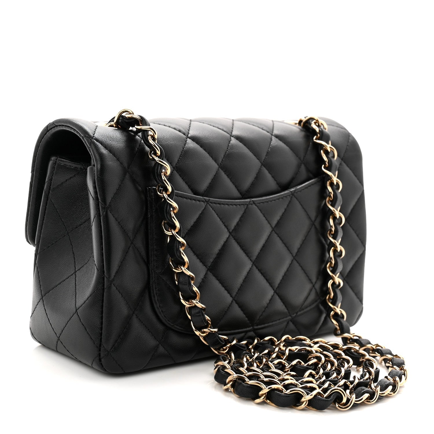Lambskin Quilted Mini Rectangular Flap Black