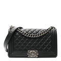 Calfskin Quilted Medium Boy Flap Black