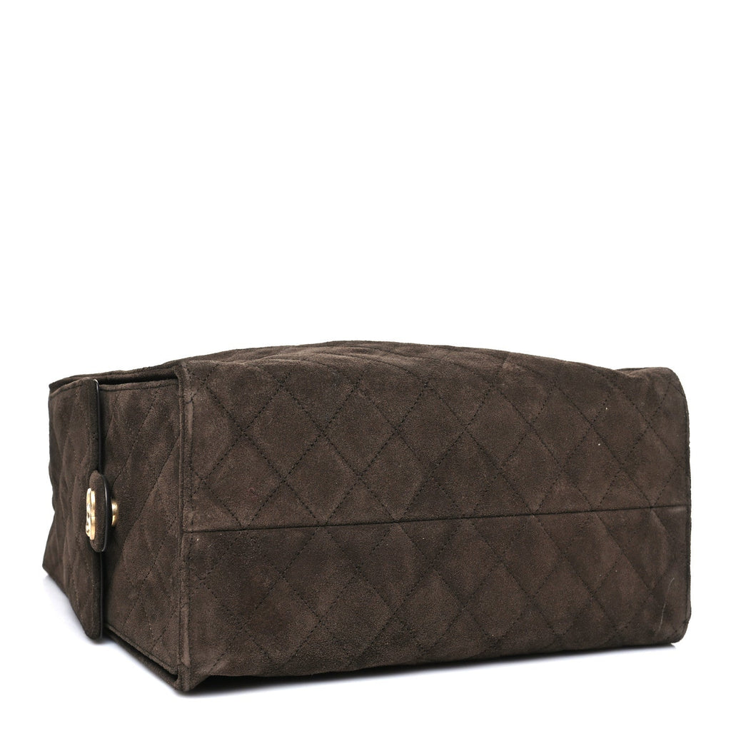 Suede Quilted Medium Chanel 25 Handbag Dark Brown