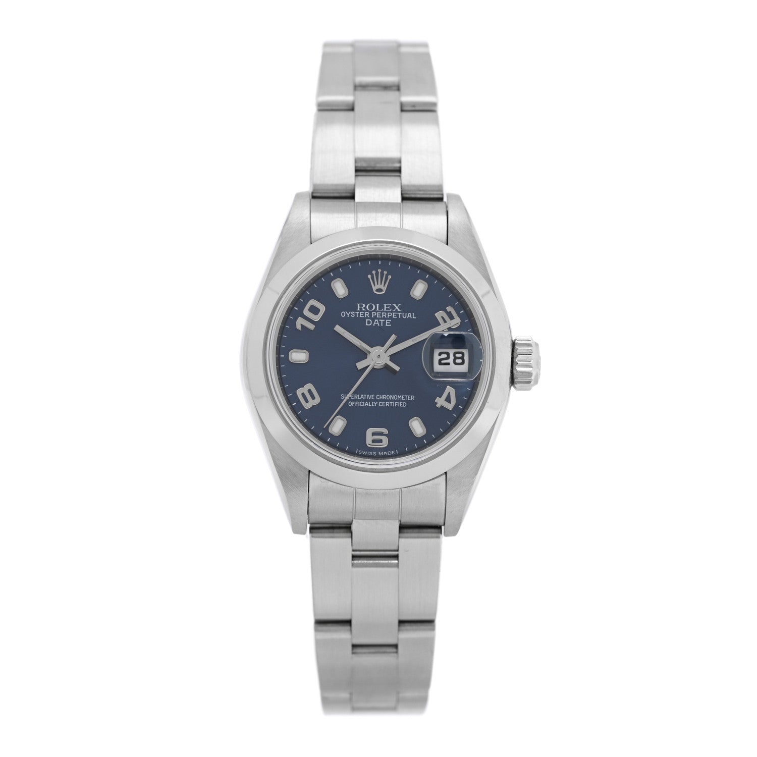 Stainless Steel 26mm Oyster Perpetual Date Watch Blue 79160