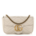 Calfskin Matelasse Super Mini GG Marmont Shoulder Bag White
