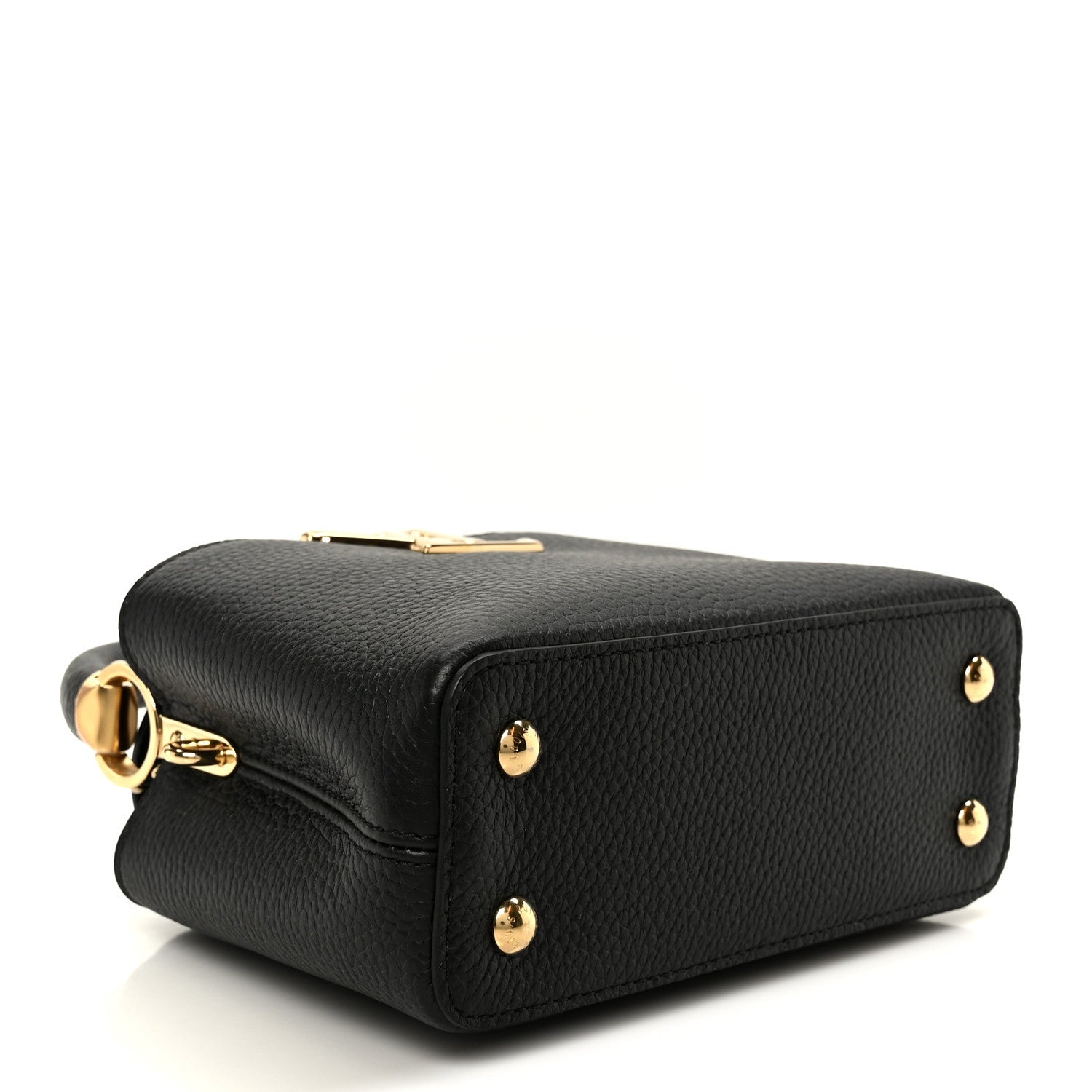 Taurillon Embellished Flower Handle Capucines Mini Black