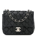 Lambskin Quilted Mini Square Flap Black