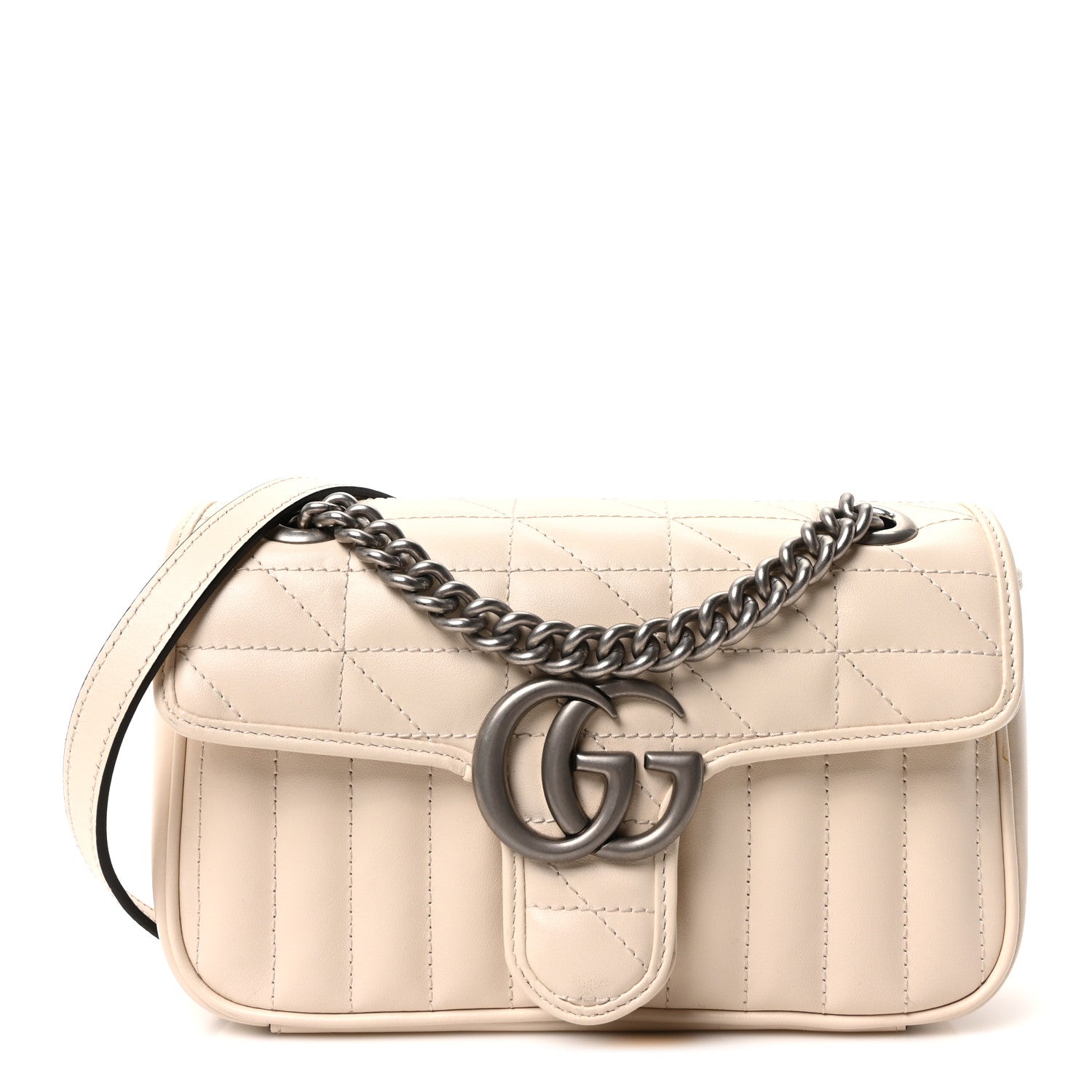 Calfskin Matelasse Aria Mini GG Marmont Shoulder Bag Mystic White