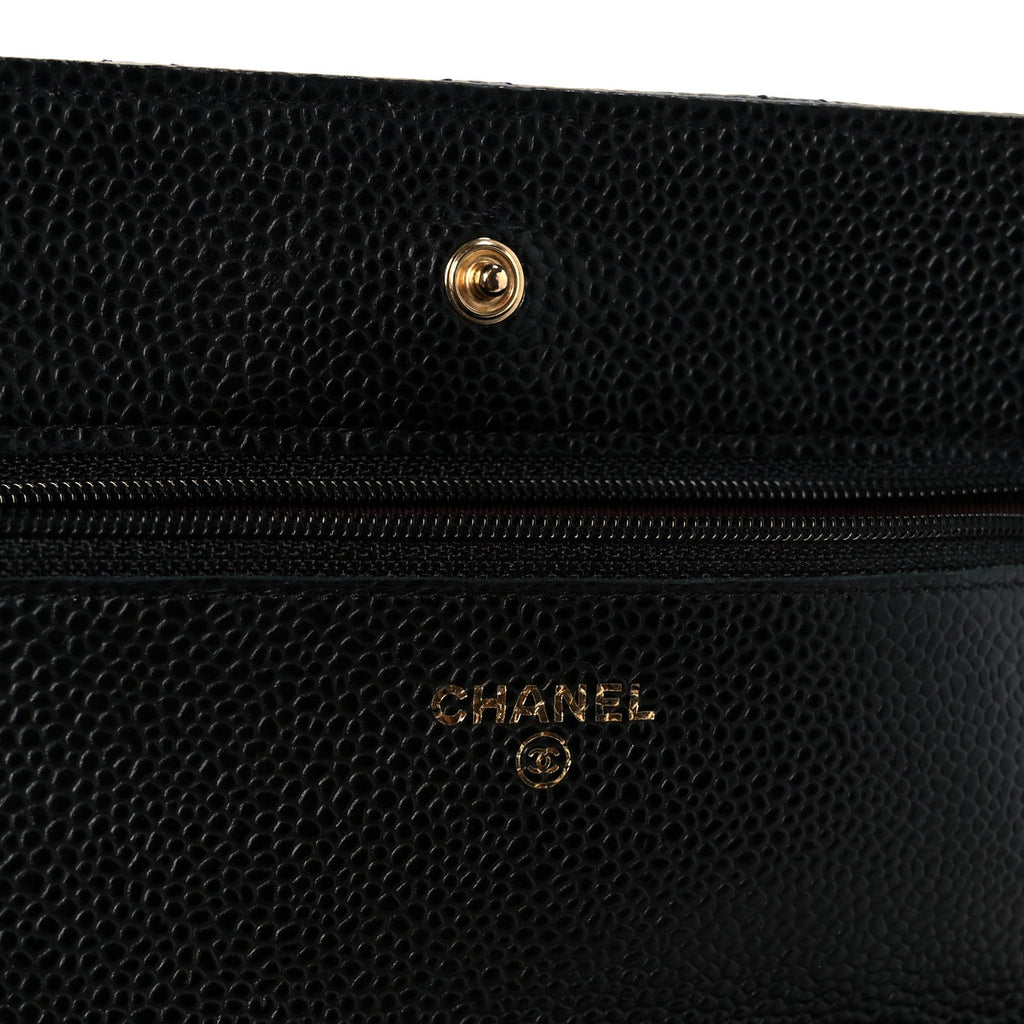 Caviar Quilted Wallet On Chain WOC Black