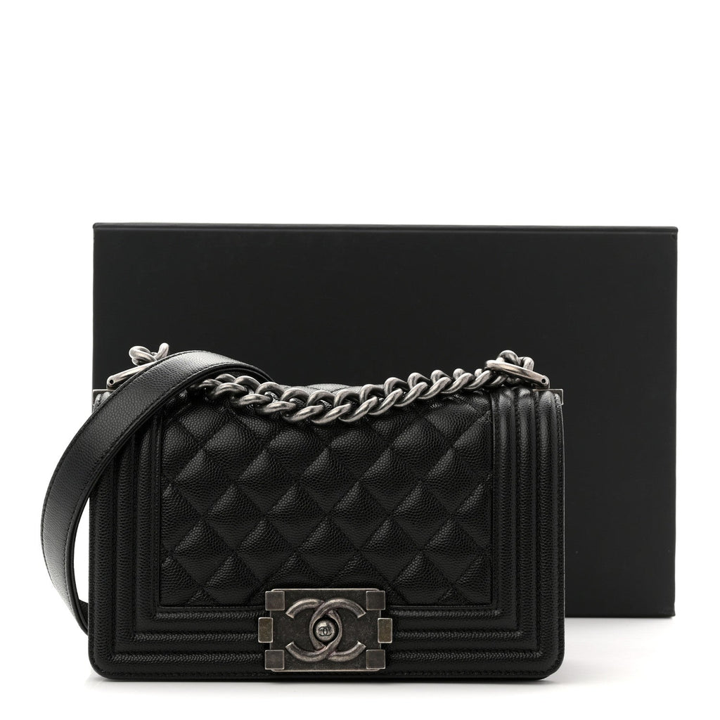 Caviar Quilted Small Boy Flap Black