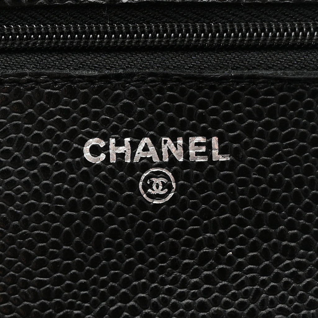 Caviar Quilted Wallet on Chain WOC Black