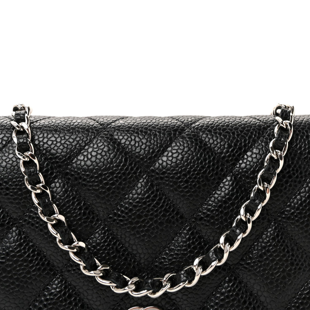 Caviar Quilted Wallet on Chain WOC Black